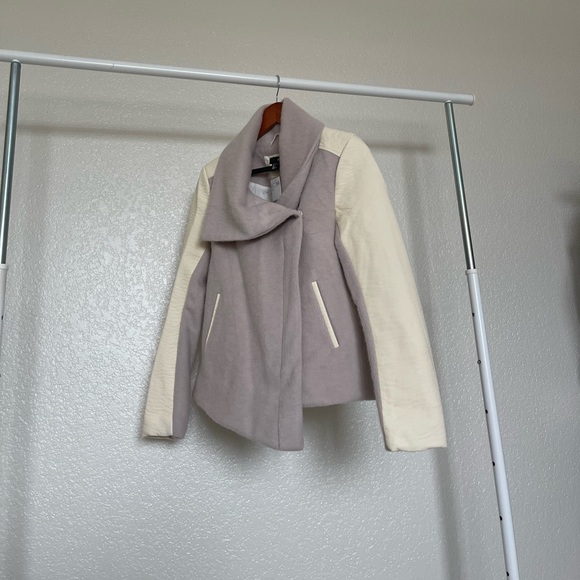 Cream leather & lavender cotton leaver jacket - Picture 10 of 13